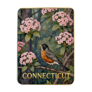 Magnet Flexible Oiseau de l'État du Connecticut et nature de lauri