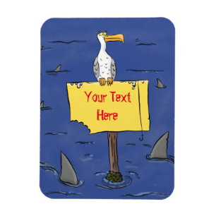 Magnet Flexible Oiseau de mer amusant entouré de dessins animés de