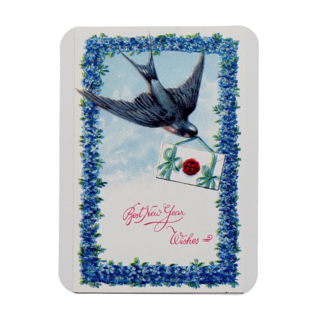 Magnet Flexible Oiseau du Nouvel An vintage (Vertical)