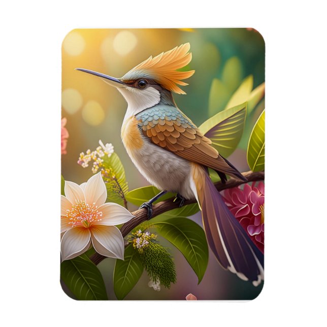 Magnet Flexible Oiseau Fantastique à Crête Dorée (Vertical)