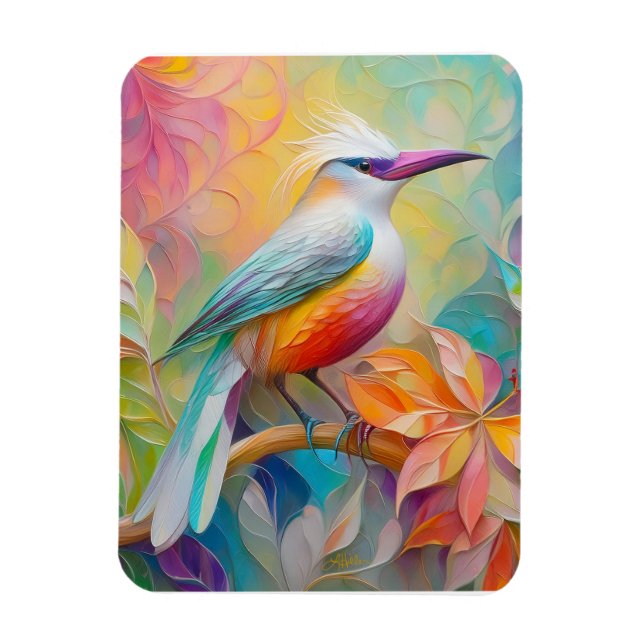 Magnet Flexible Oiseau Fantastique à Sein Rose et Bec Rose (Vertical)