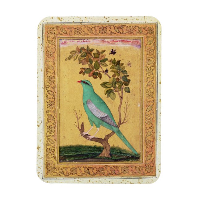 Magnet Flexible Oiseau vert, Mughal (gouache sur papier) (Vertical)