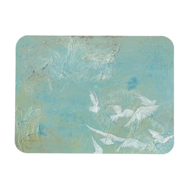 Magnet Flexible Oiseaux blancs à travers le ciel bleu (Horizontal)