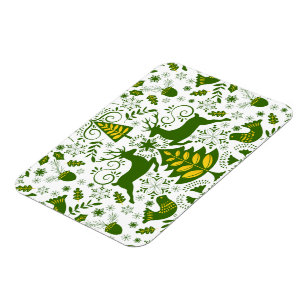 Magnet Flexible Oiseaux de cerfs en fleurs de Noël or