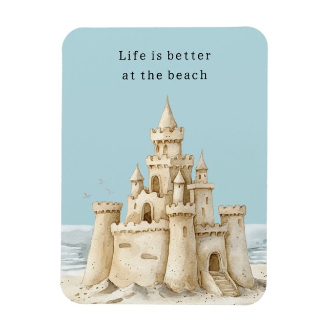 Magnet Flexible Oiseaux de la plage océanique ciel bleu château de (Vertical)