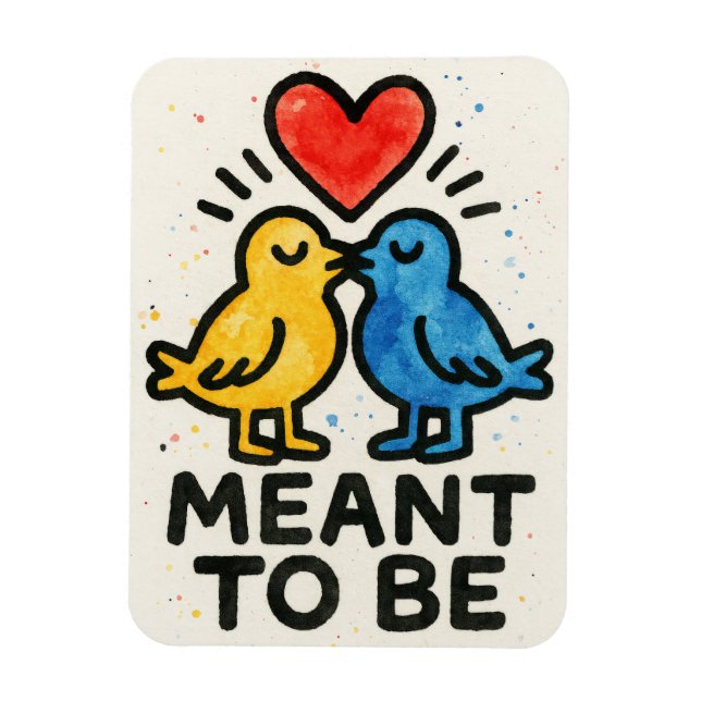 Magnet Flexible Oiseaux de l'amour destinés à être coeur anniversa (Vertical)
