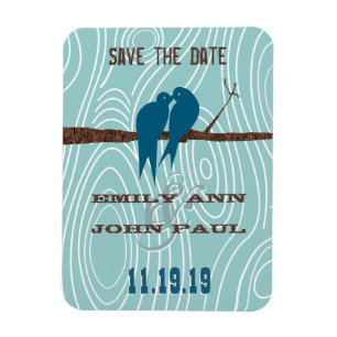 Magnet Flexible Oiseaux de l'amour mignons baisant sarcelle assis
