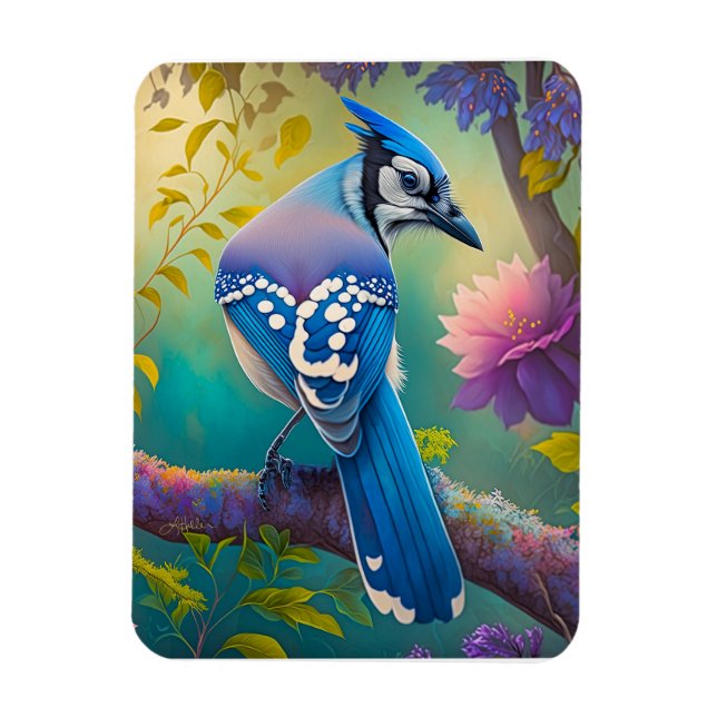 Magnet Flexible Oiseaux d'Imaginaire Jay bleu (Vertical)