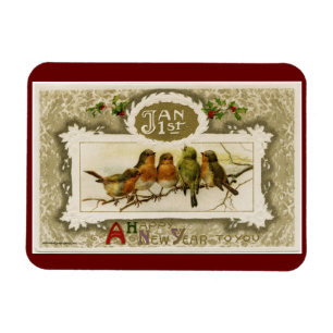 Magnet Flexible Oiseaux du Nouvel An vintage