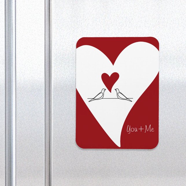 Magnet Flexible Oiseaux modernes simples en amour Coeur rouge (Créateur téléchargé)