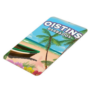 Magnet Flexible Oistins Barbados poster vintage sur la plage