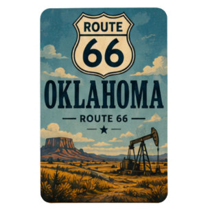 Magnet Flexible Oklahoma Route 66 Oilfield Road Art de voyage