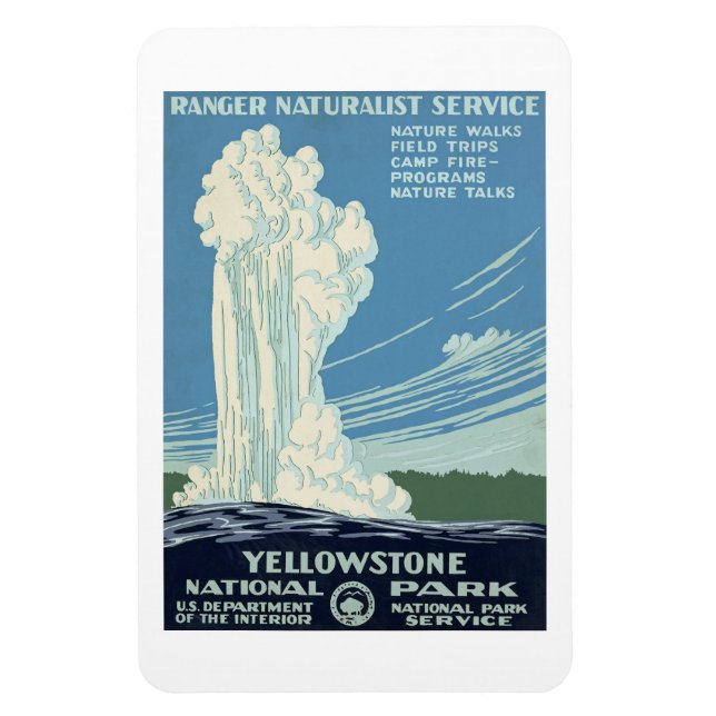 Magnet Flexible Old Faithful, Yellowstone Park vintage poster, (Vertical)