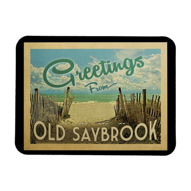 Magnet Flexible Old Saybrook Beach Vintage voyage (Horizontal)