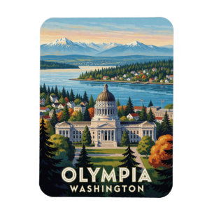 Magnet Flexible Olympia Washington Scène du Pacifique Nord-Ouest