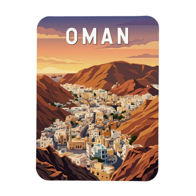 Magnet Flexible Oman Illustration Voyage Art Vintage (Vertical)