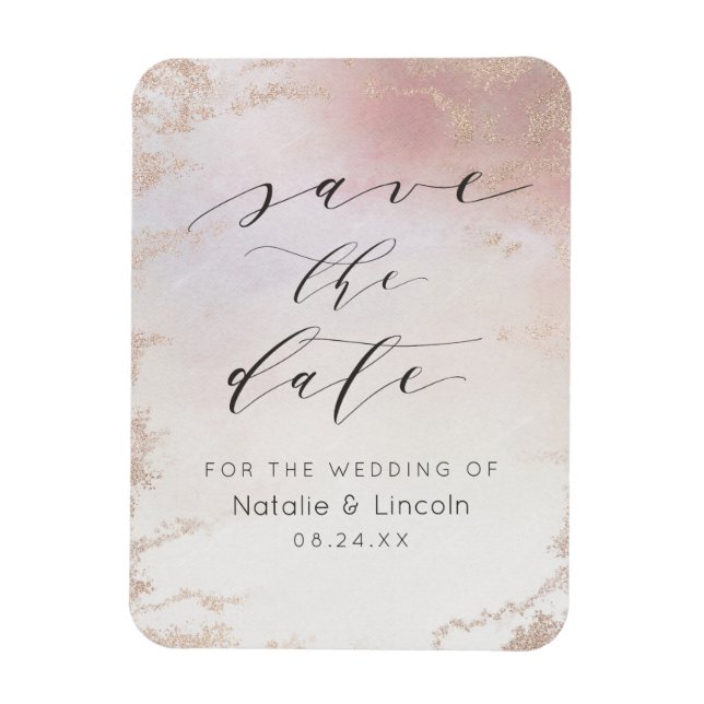 Magnet Flexible Ombre Blush Pink Frosted Wedding Save the Date (Vertical)