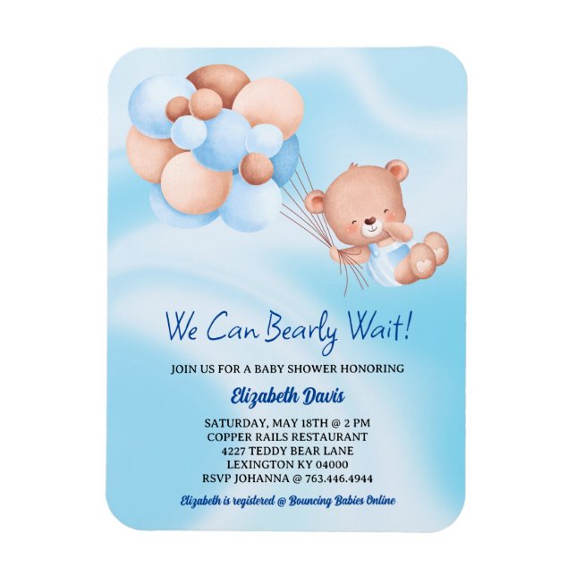 Magnet Flexible On Peut Attendre De Beau Beige Baby shower Garçon (Vertical)