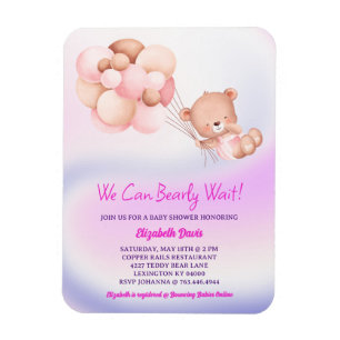 Magnet Flexible On Peut Attendre Le Baby shower Rose Violet Fille
