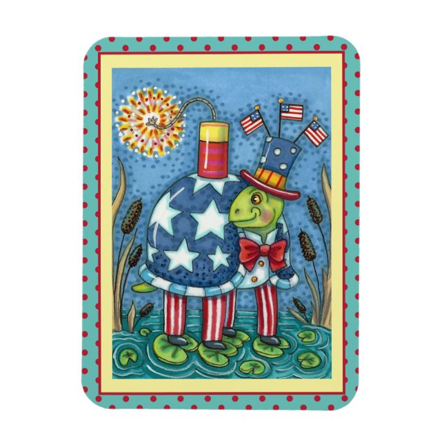 Magnet Flexible Oncle PATRIOTIQUE SAM TURTLE, FUNNY FIRECRACKER Cu (Vertical)