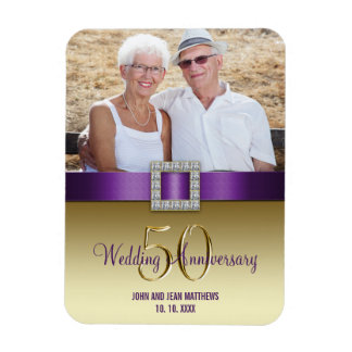 Magnet Flexible Or 50e anniversaire Mariage Aimant pourpre