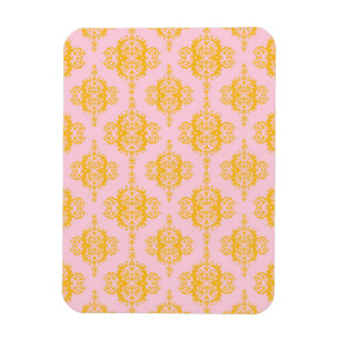 Magnet Flexible Or jaune et motif damassé rose