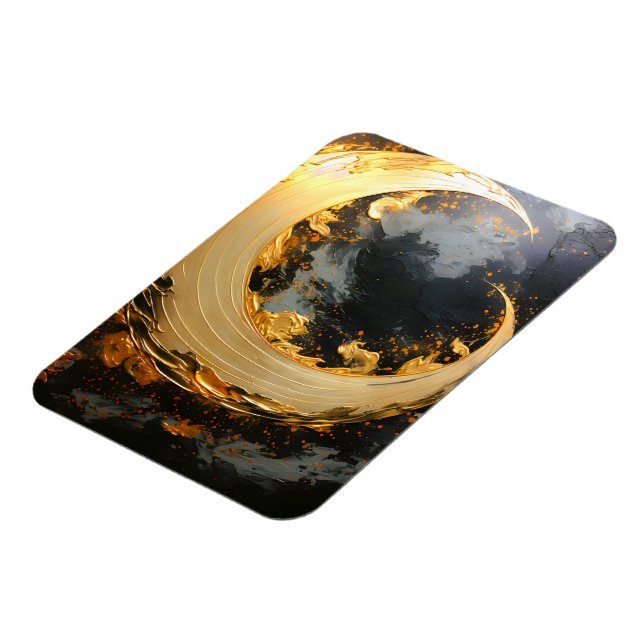 Magnet Flexible Or noir Abstrait Tourbillon Moderne Lune (Côté Gauche)