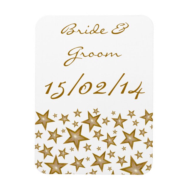 Magnet Flexible "Or" Stars 'Noms Date' aimant flexible blanc (Vertical)