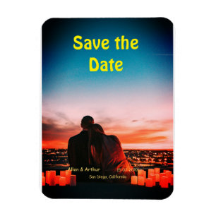 Magnet Flexible orange boho enregistrer la date QR ajouter le nom