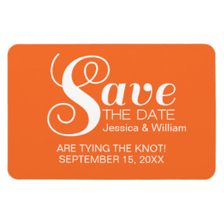 Magnet Flexible Orange Chic Typographie Enregistrer l'aimant Date