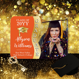 Magnet Flexible Orange Gold Graduate Wave Grad Casquette photo