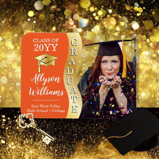 Magnet Flexible Orange | Gold Graduate Wave Grad Casquette photo