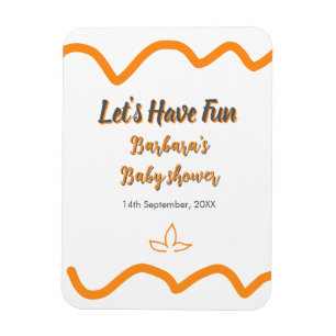 Magnet Flexible Orange gris rétro baby shower espagnol boho modern