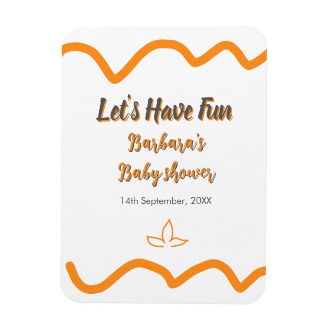 Magnet Flexible Orange gris rétro baby shower espagnol boho modern (Vertical)