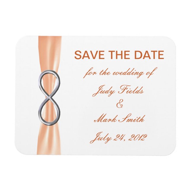 Magnet Flexible Orange Infinity Wedding Enregistrer L'Aimant Date (Horizontal)