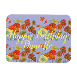 Magnet Flexible Orange Red Poppy violet joyeuse Dames d'anniversai