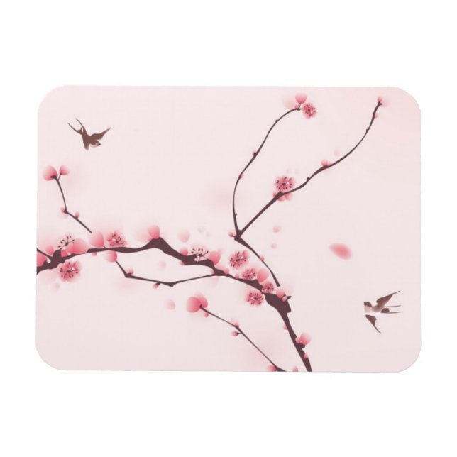 Magnet Flexible Oriental painting, cherry blossom (Horizontal)