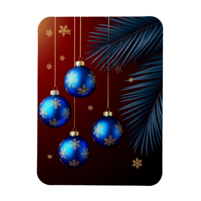 Magnet Flexible Ornements de Noël bleus élégants (Vertical)