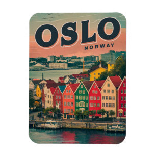Magnet Flexible Oslo maisons colorées Norvège vintage et cadeaux