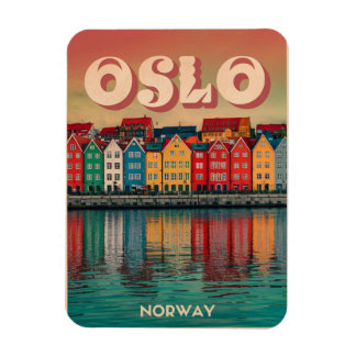 Magnet Flexible Oslo maisons colorées Norvège vintage et cadeaux