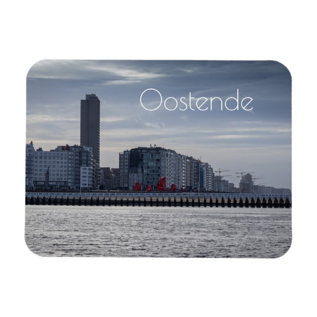 Magnet Flexible Ostende Coastal City Skyline, Belgique (Horizontal)