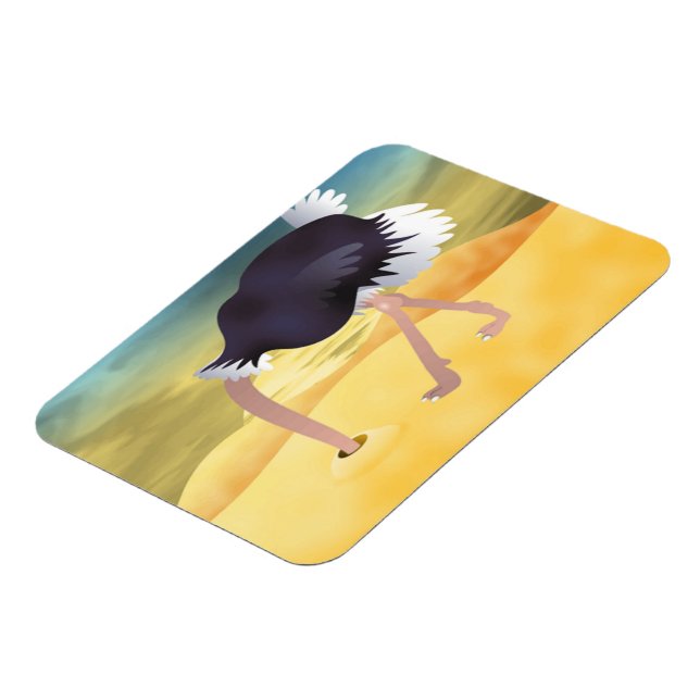 Magnet Flexible Ostrich Caricature Avec Tête Dans Le Sable (Côté Gauche)