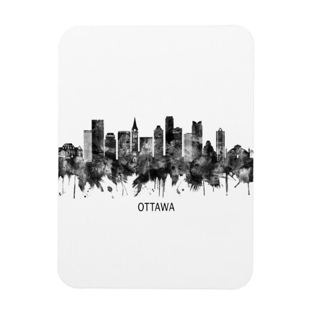 Magnet Flexible Ottawa Canada Skyline BW (Vertical)
