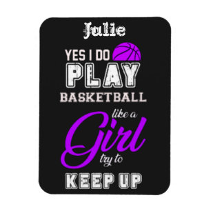 Magnet Flexible Oui, je joue au basket comme une fille Violet