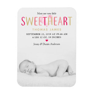 Magnet Flexible Our Little Sweetheart Photo Birth Announcement