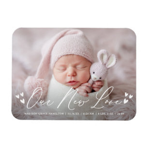 Magnet Flexible Our New Love Script Photo Birth Announcement