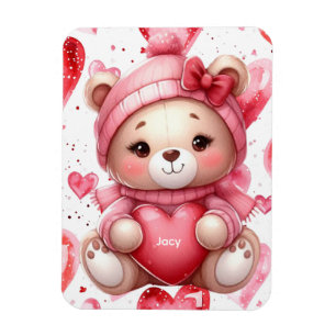 Magnet Flexible Ours adorable tenant des coeurs Saint-Valentin