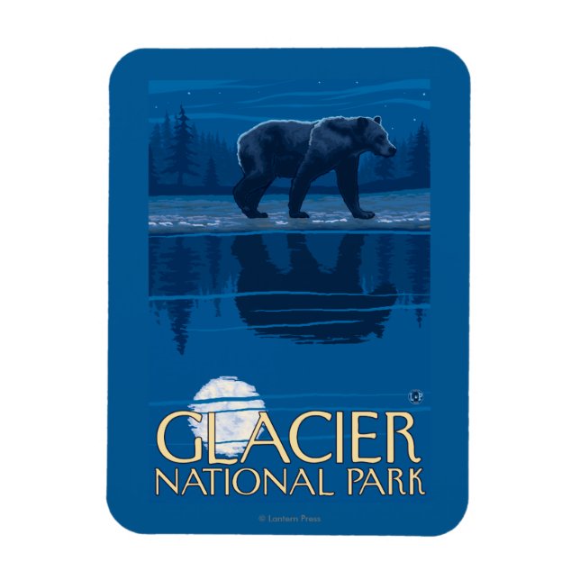 Magnet Flexible Ours au clair de lune - Parc national des Glaciers (Vertical)