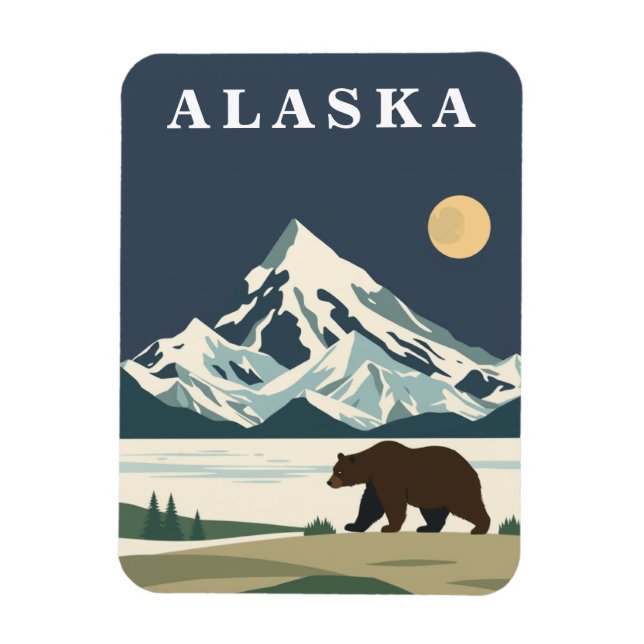 Magnet Flexible Ours Brun Alaska Voyage Ancien (Vertical)