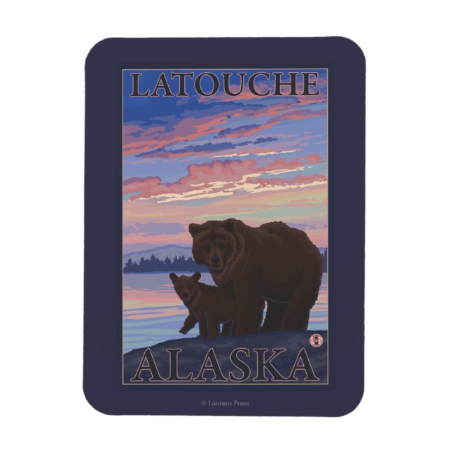Magnet Flexible Ours et cub - Latouche, Alaska (Vertical)